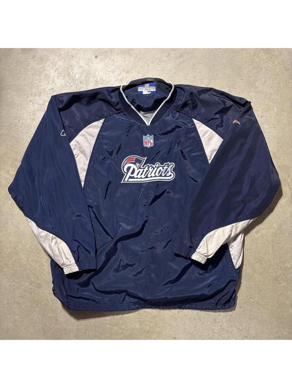 Vintage Y2K Reebok New England Patriots NFL Pullover Windbreaker Mens 2XL Navy